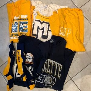 5 Marquette University L Basketball Shirt Lot w/ Socks